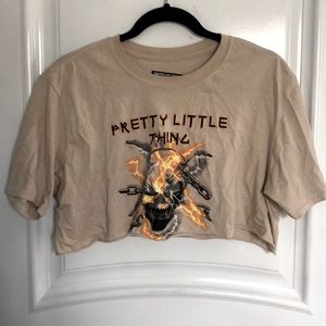 Tan crop PLT t shirt